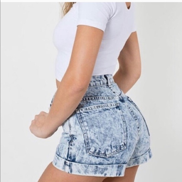 American Apparel Acid Wash Denim Shorts - Picture 2 of 5